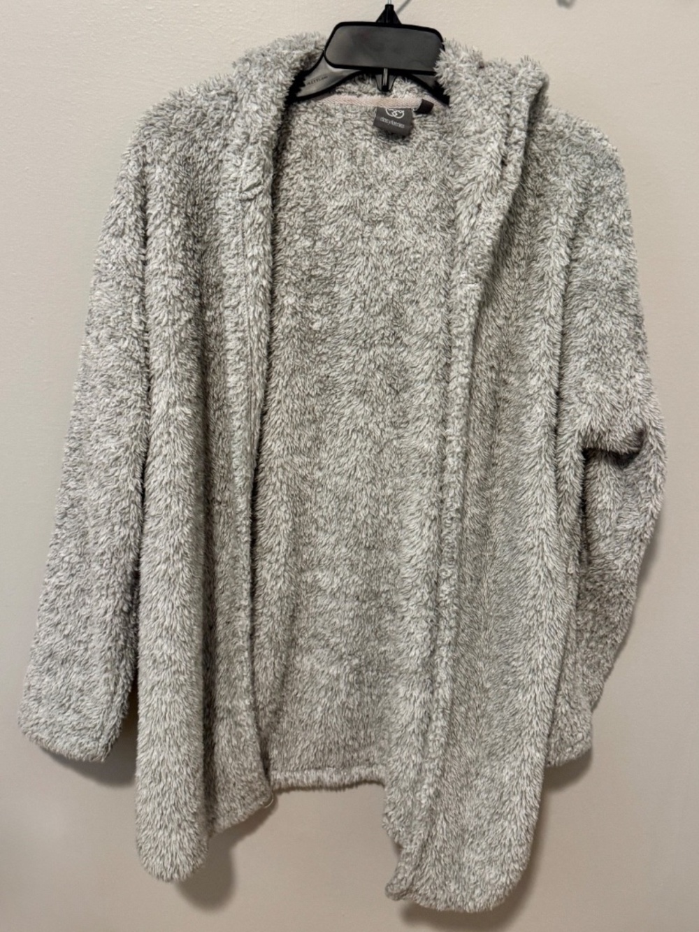 Daisy Fuentes Womens Cardigan Sweater Size Large Open Front Grey Sherpa